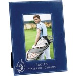 Promotional 4" x 6" Blue/Silver Leatherette Photo Frame