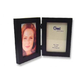 Logo Branded Black Simple Wood Picture Frame - Double Folding Picture Frame 5" x 7"  Logo Branded Black Simple Wood Picture Frame - Double Folding Picture Frame 5" x 7"