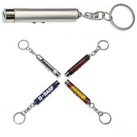 Silver 2-In-1 Laser Pointer LED Flashlight Key Chain with Logo