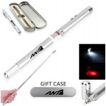 Personalized Retractable Laser Pointer Metal Pen with LED light in Steel Case