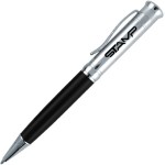 Executive Crown Metallic Silver/Black Twister Pen with Logo