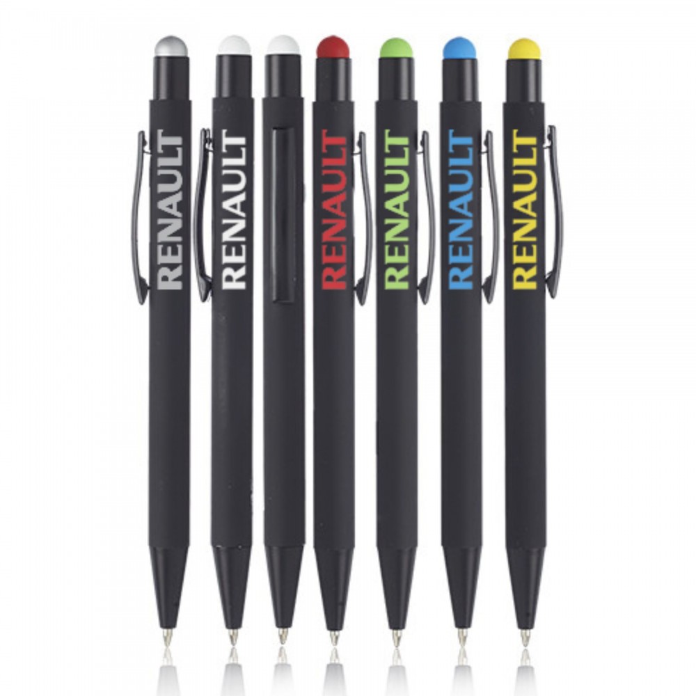 Metal Color Pop Rubberized Stylus Pens with Logo