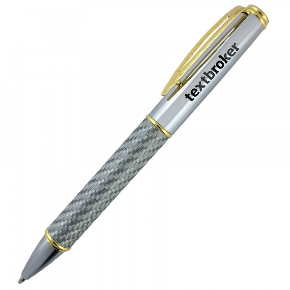 Executive Metallic Carbon Fiber/Gold Twister Pen with Logo