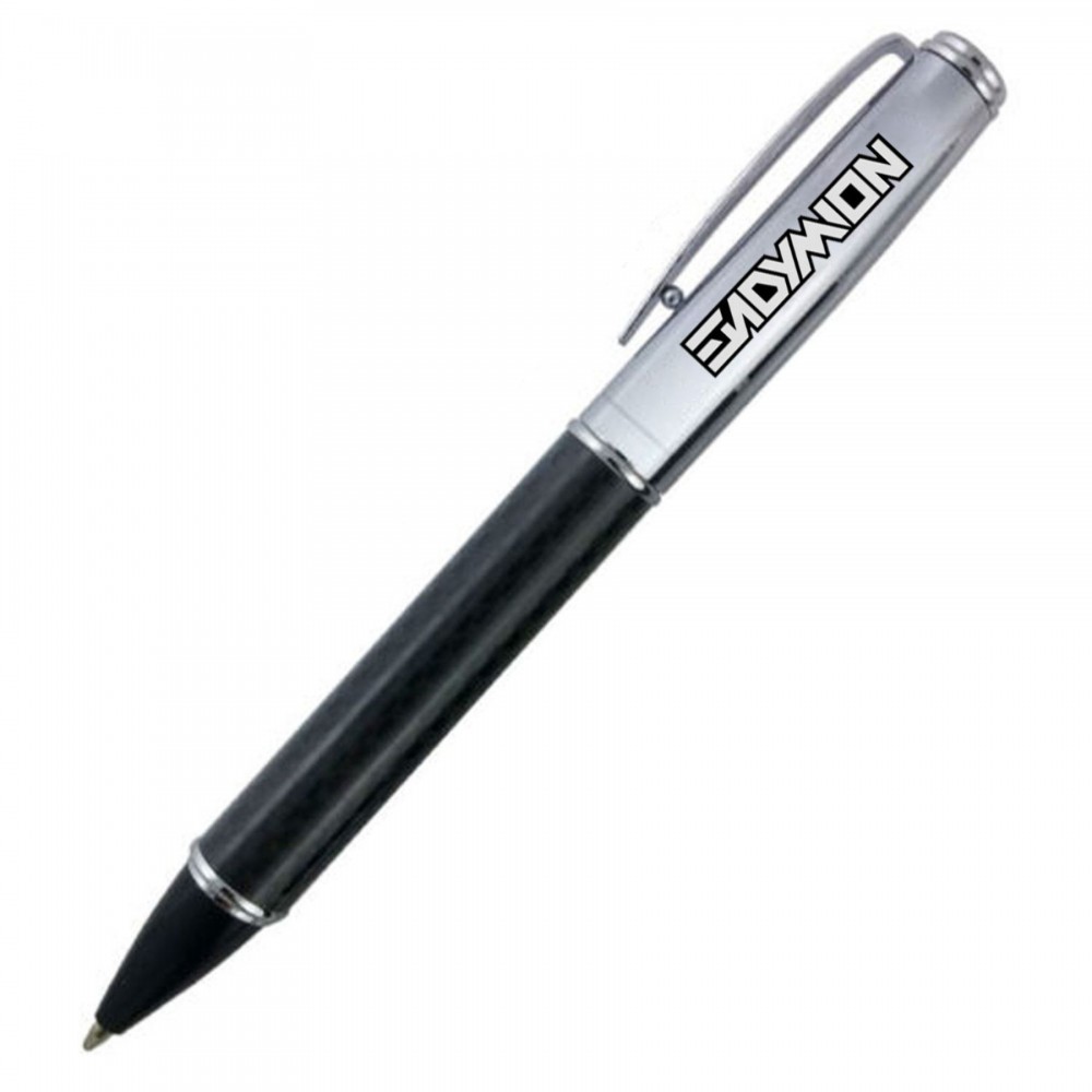 Executive Metal Carbon Fiber/Silver Twister Pen with Logo