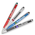 Twist Action Metal Pens w/ Stylus & Chrome Accent 2-in-1 Pen with Logo