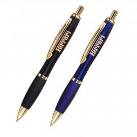Executive Curved Gold Trim Metal Pens with Logo  Executive Curved Gold Trim Metal Pens with Logo