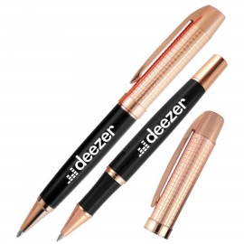 Promotional Executive Crown Rose Gold Pen Set Ballpoint & Roller ball