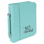 Customized Book Cover with Handle & Zipper, Teal Faux Leather, 7 1/2" x 10 3/4"