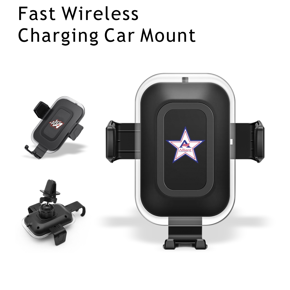 Logo Branded 2 in 1 Wireless Car Charger Mount Wireless Charing Car Mount