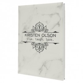 White Marble Faux Leather Journal, 7" x 9 3/4" with Logo