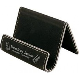 Custom Laser Engraved Leatherette Holder-Black/Engraves Silver with Logo  Custom Laser Engraved Leatherette Holder-Black/Engraves Silver with Logo