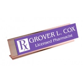 Customized Gold Aluminum Holder w/Aluminum Sign (2"x 10")