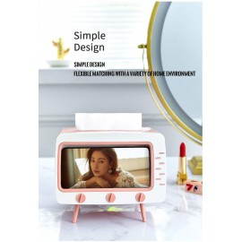 Creative Tissue Box Holder with Cell Phone Stand Unique Fun TV Design Compatible with All Phones with Logo