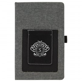 Gray Canvas Journal with Cell/Card Slot with Logo