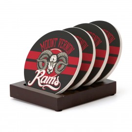 4pc. Round Coaster Set w/Stand with Logo