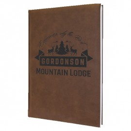 Dark Brown Faux Leather Journal, 7" x 9 3/4" with Logo