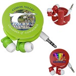 "Wrap & Run" Ear Bud Headphone Travel Set (Full Color) Logo Branded