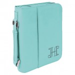 Custom Book Cover with Handle & Zipper, Teal Faux Leather, 6 3/4" x 9 1/4"