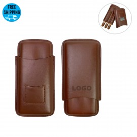 Portable Leather Cigar Case with Cigar Cutter-Ocean with Logo  Portable Leather Cigar Case with Cigar Cutter-Ocean with Logo