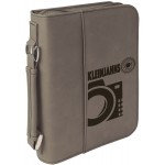 Personalized Book Cover with Handle & Zipper, Gray Faux Leather, 6 3/4" x 9 1/4"