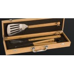 Logo Branded Bamboo Barbeque Set (3 Piece)