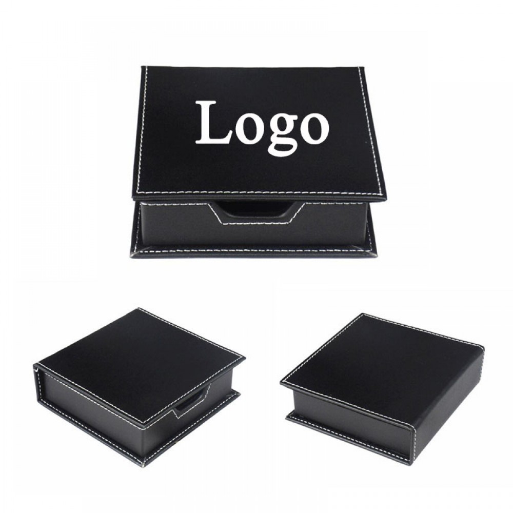 Leather Look Design Sticky Note Holder with Logo