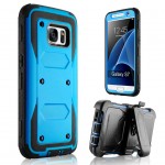 Logo Branded iBank Galaxy S7 Hard Case with Belt Clip and a kickstand (Blue)