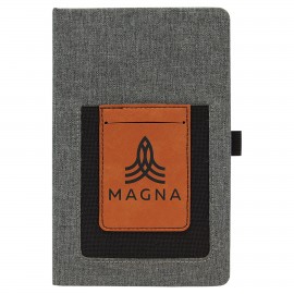 Custom Gray Canvas Journal with Cell/Card Slot  Custom Gray Canvas Journal with Cell/Card Slot