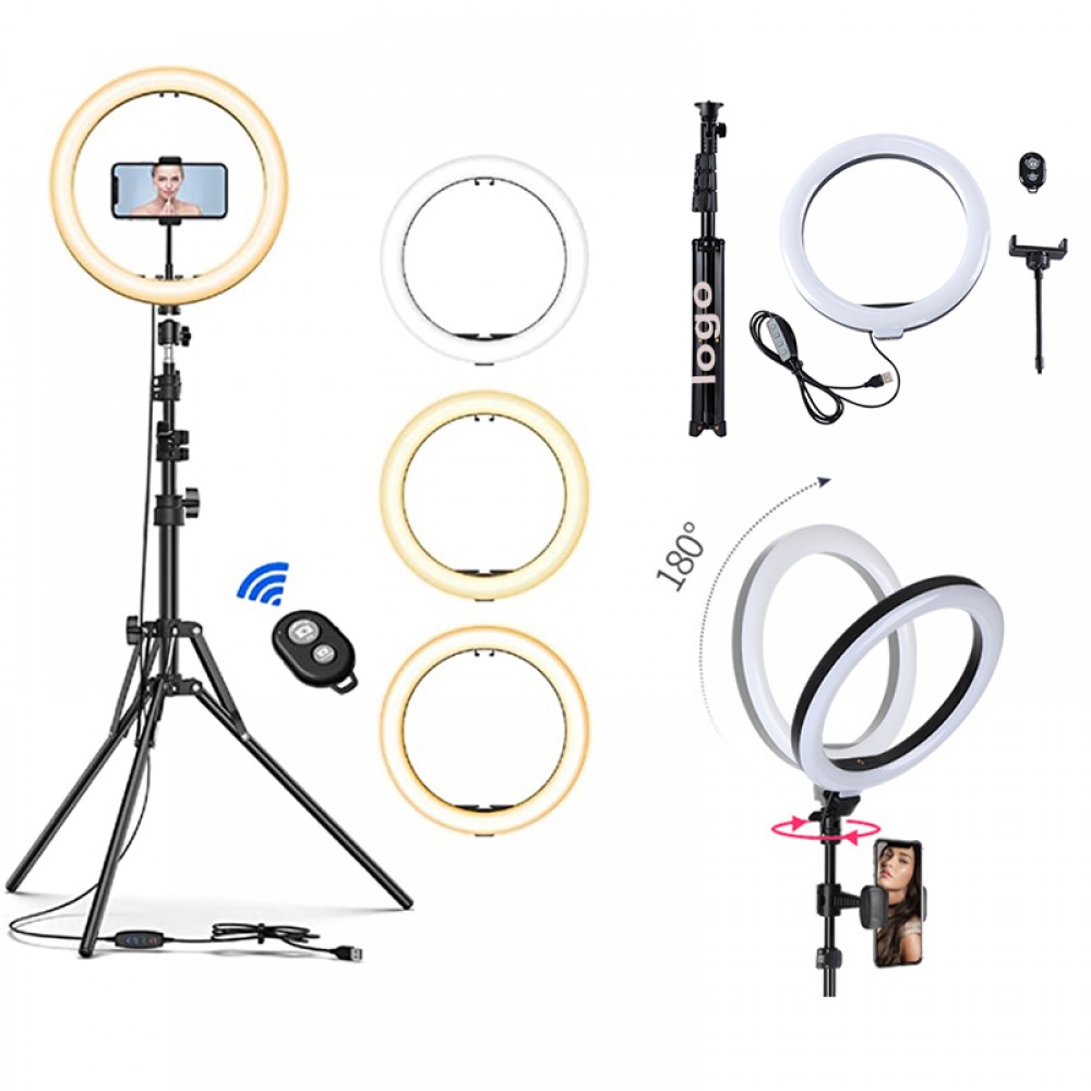 Selfie Ring Light with Stand and Phone Holder with Logo