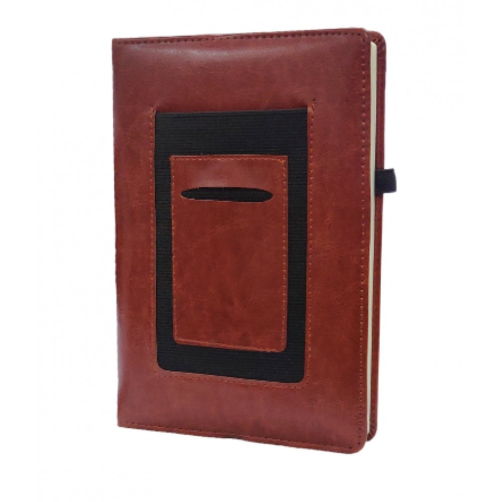 Logo Branded Leather Notebook With Mobile Holder