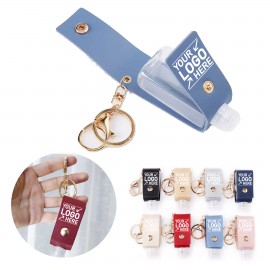 Logo Branded Leather Hand Sanitizer Bottle Holder With Keychain  Logo Branded Leather Hand Sanitizer Bottle Holder With Keychain