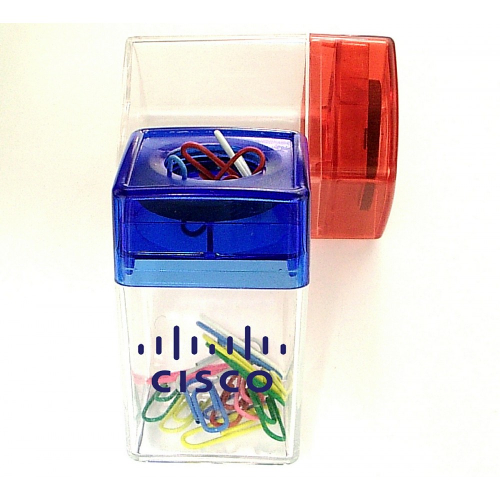 Paper Clip Dispenser with Magnetized Top with Logo