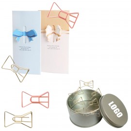 Bow Tie Shaped Paper Clips in Tin Box with Logo