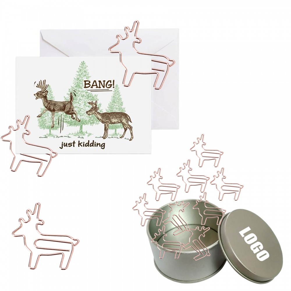 Animal Deer Shaped Paper Clips in Tin Box with Logo Animal Deer Shaped Paper Clips in Tin Box with Logo