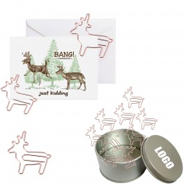 Animal Deer Shaped Paper Clips in Tin Box with Logo