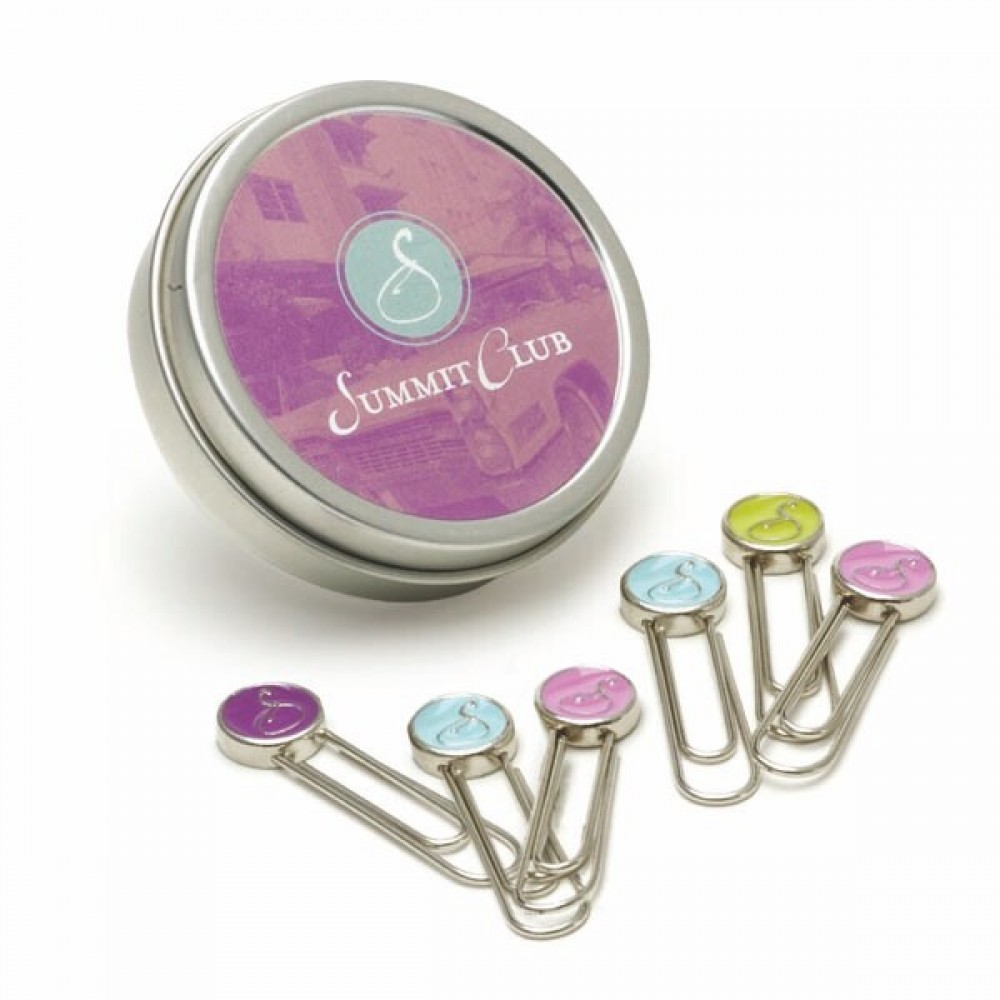 Custom Printed Eclipse/ Round Paper Clip Set (Set of 6)