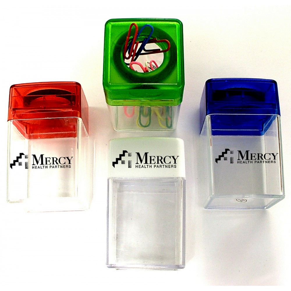Customized Magnetic Paper Clip Dispenser w/Colorful Paper Clips