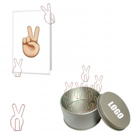 Personalized Victory Shaped Paper Clips in Tin Box