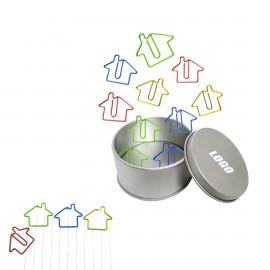 House Shaped Paper Clips in Tin Box with Logo
