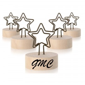 Card Clip Holders With Wood Base And Iron Wire with Logo  Card Clip Holders With Wood Base And Iron Wire with Logo