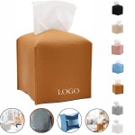 Square Leather Tissue Box with Logo