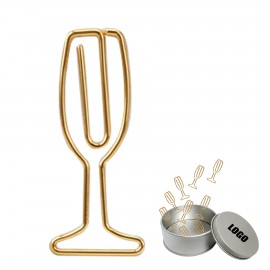 Custom Champagne Glass Paper Clips in Tin Box