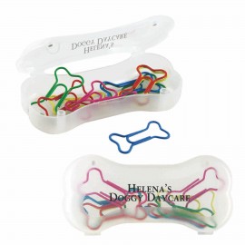 Logo Branded Dog Bone Shaped Paper Clips & Case