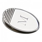 Nickel Finish Oval Magnetic Paper Clip - Screen Imprint with Logo