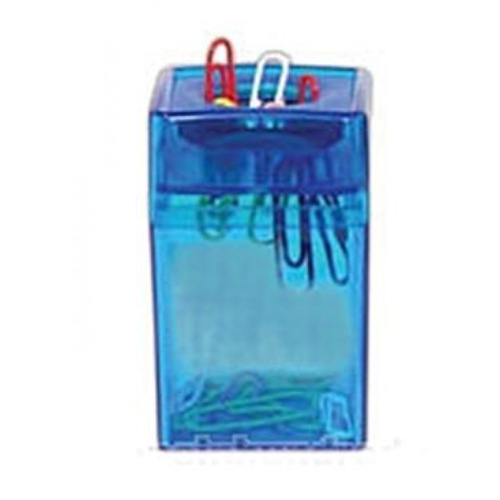 Paper Clip Dispenser Square - Transparent Blue Custom Printed Paper Clip Dispenser Square - Transparent Blue Custom Printed
