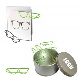 Personalized Glasses Shaped Paper Clips in Tin Box