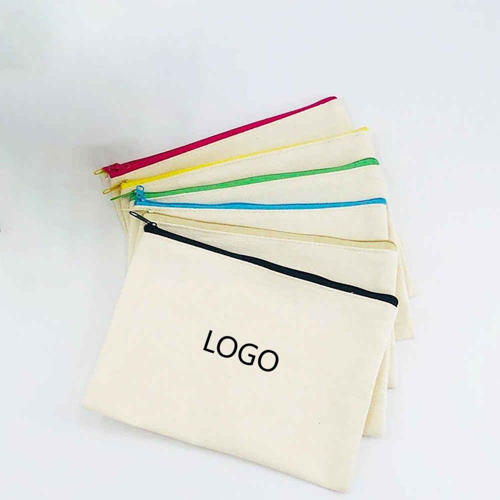 Canvas Zipper Pen Pouch with Logo