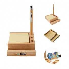 Office Pen Holder Bamboo Desk Organizer Tray with Logo