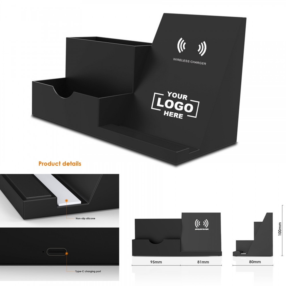 Logo Branded Wireless Charging Desk Organizer