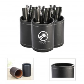 Leather Round Pen Holder with Logo